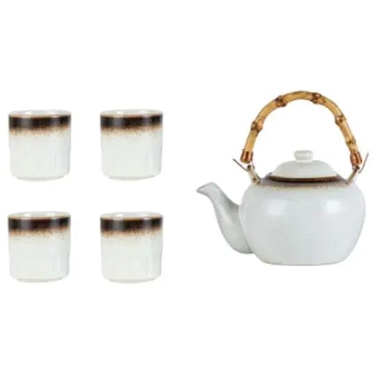 Weißer Japanischer Keramik Teekanne Bambus 500ML