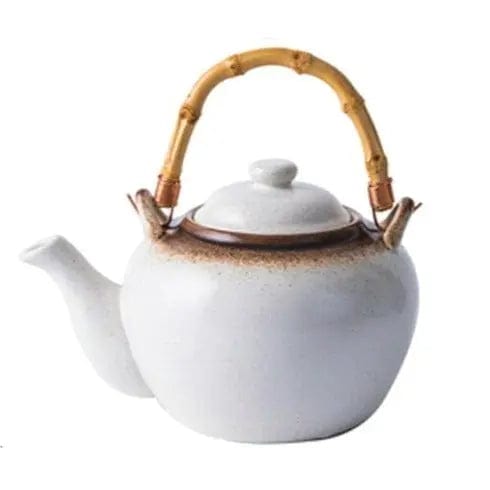 Weißer Japanischer Keramik Teekanne Bambus 500ML